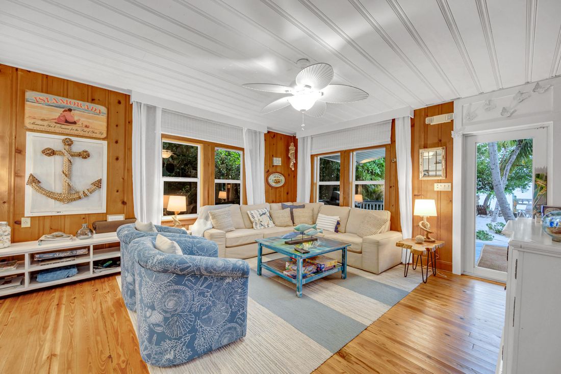 Living room, original Dade County Pine, at the Butterfly House