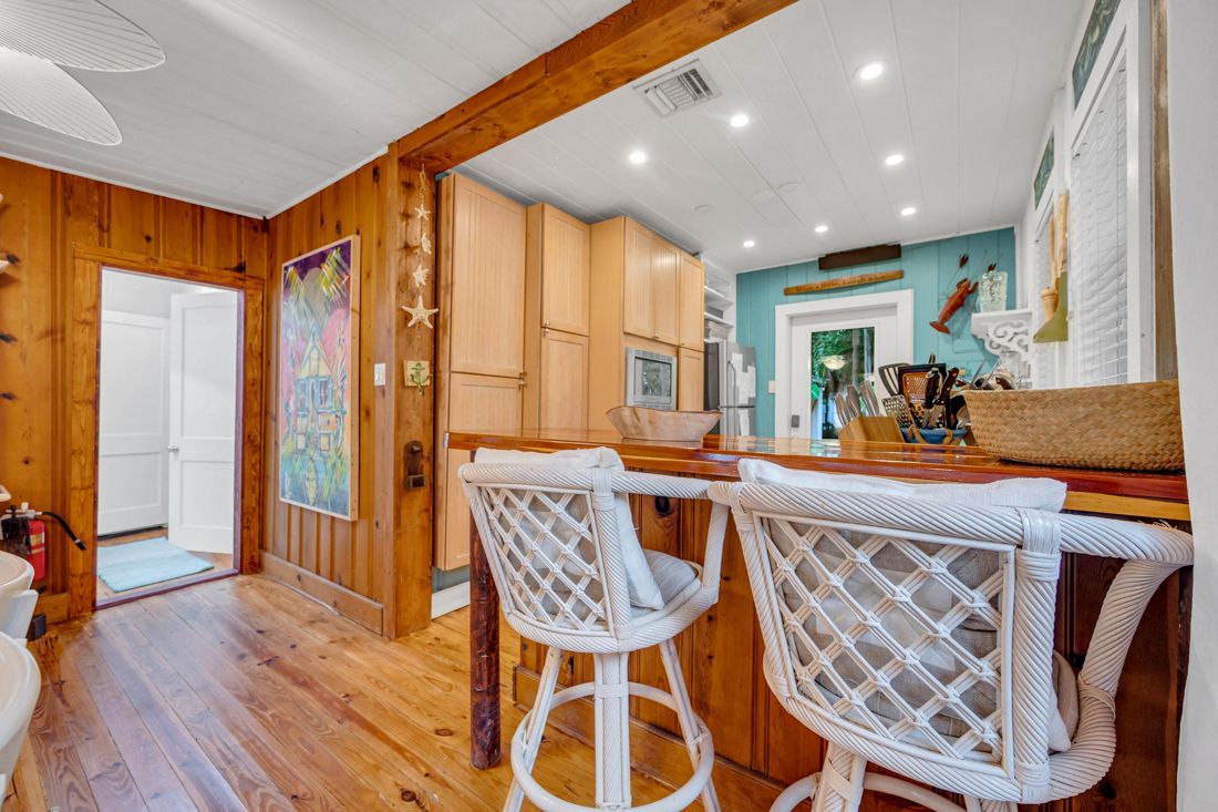 Kitchen and counter seating at Butterfly House Islamorada