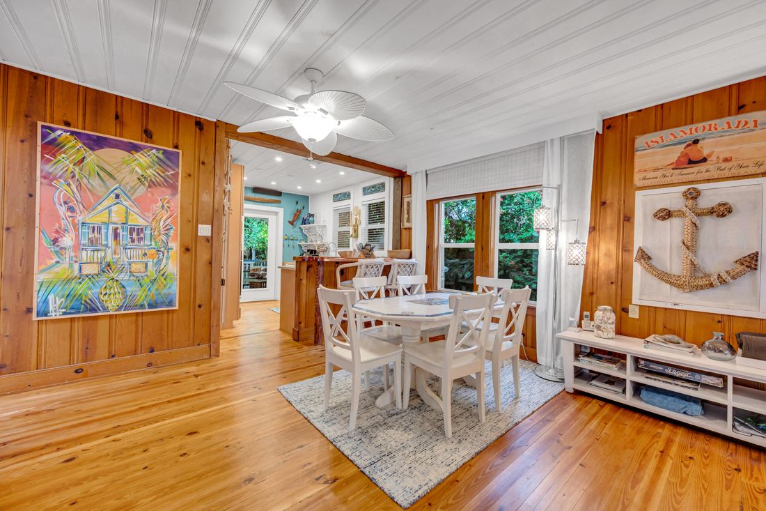 Dining room table, original Dade County Pine at Butterfly House Islamorada